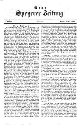 Neue Speyerer Zeitung Dienstag 8. März 1853