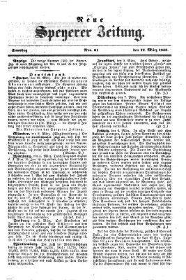 Neue Speyerer Zeitung Samstag 12. März 1853