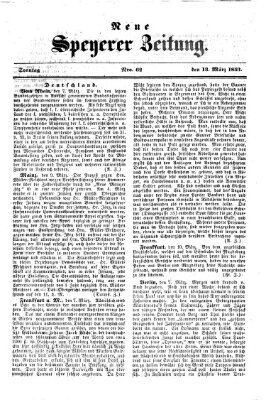 Neue Speyerer Zeitung Sonntag 13. März 1853