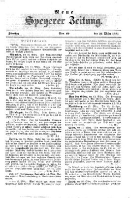 Neue Speyerer Zeitung Dienstag 22. März 1853