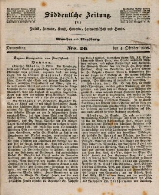 Süddeutsche Zeitung für innere Politik, Literatur, Kunst, Gewerbe, Landwirthschaft und Handel Donnerstag 4. Oktober 1838