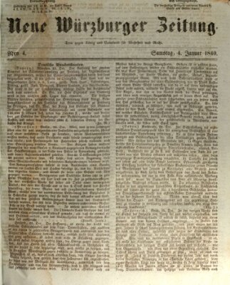 Neue Würzburger Zeitung Samstag 4. Januar 1840