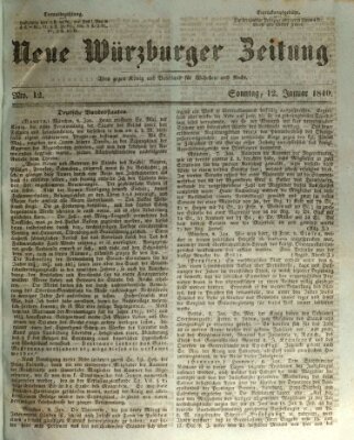 Neue Würzburger Zeitung Sonntag 12. Januar 1840