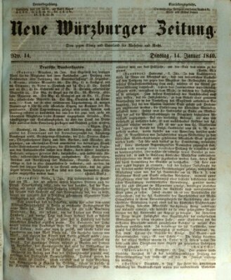 Neue Würzburger Zeitung Dienstag 14. Januar 1840