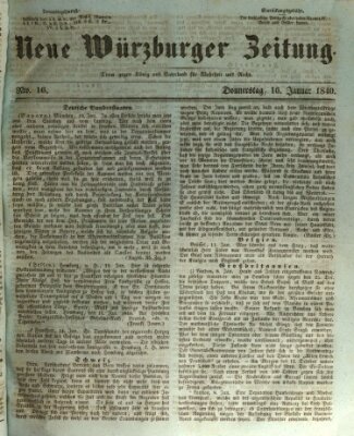 Neue Würzburger Zeitung Donnerstag 16. Januar 1840