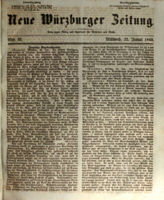 Neue Würzburger Zeitung Mittwoch 22. Januar 1840