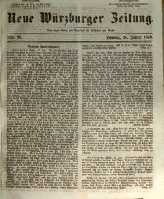 Neue Würzburger Zeitung Dienstag 28. Januar 1840