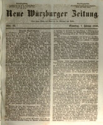 Neue Würzburger Zeitung Samstag 1. Februar 1840