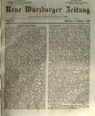 Neue Würzburger Zeitung Montag 3. Februar 1840