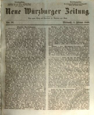 Neue Würzburger Zeitung Mittwoch 5. Februar 1840