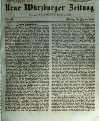 Neue Würzburger Zeitung Montag 10. Februar 1840