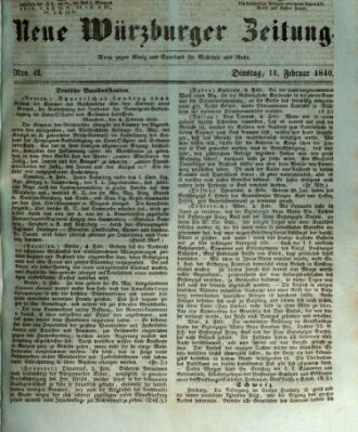 Neue Würzburger Zeitung Dienstag 11. Februar 1840