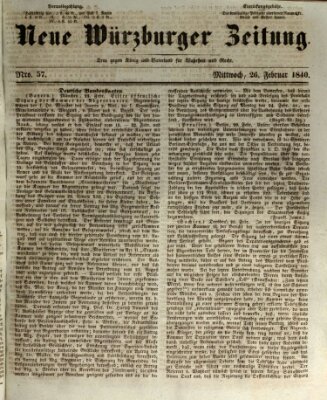 Neue Würzburger Zeitung Mittwoch 26. Februar 1840