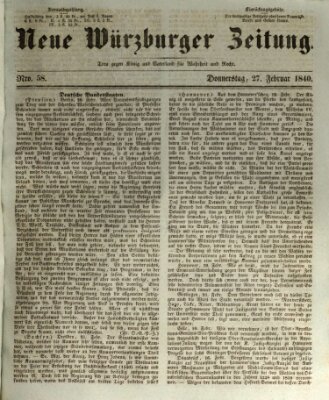 Neue Würzburger Zeitung Donnerstag 27. Februar 1840