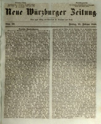 Neue Würzburger Zeitung Freitag 28. Februar 1840