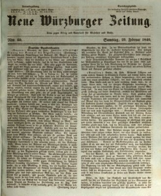 Neue Würzburger Zeitung Samstag 29. Februar 1840