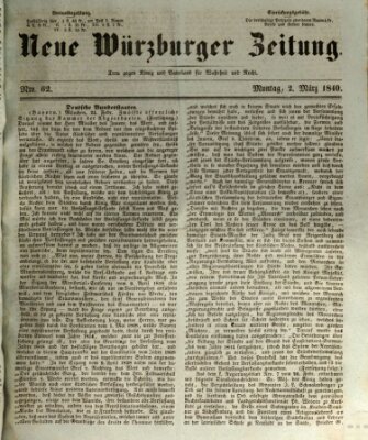 Neue Würzburger Zeitung Montag 2. März 1840