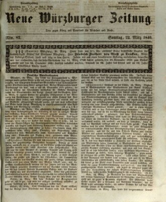 Neue Würzburger Zeitung Sonntag 22. März 1840