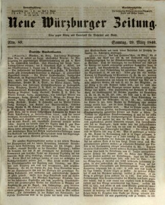 Neue Würzburger Zeitung Sonntag 29. März 1840