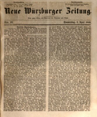 Neue Würzburger Zeitung Donnerstag 2. April 1840