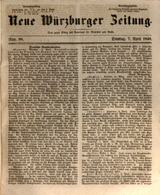 Neue Würzburger Zeitung Dienstag 7. April 1840