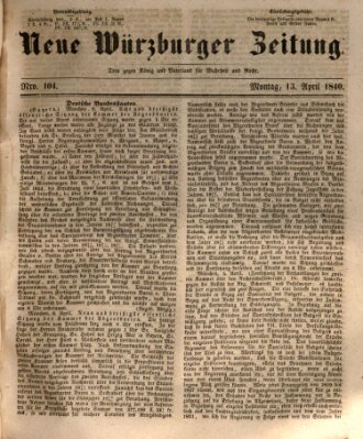 Neue Würzburger Zeitung Montag 13. April 1840