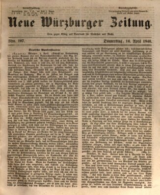 Neue Würzburger Zeitung Donnerstag 16. April 1840