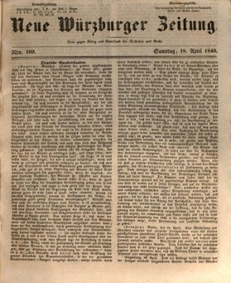 Neue Würzburger Zeitung Samstag 18. April 1840