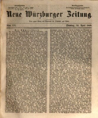 Neue Würzburger Zeitung Dienstag 21. April 1840