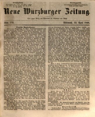 Neue Würzburger Zeitung Mittwoch 22. April 1840