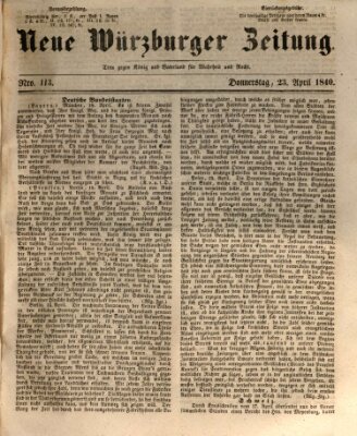 Neue Würzburger Zeitung Donnerstag 23. April 1840