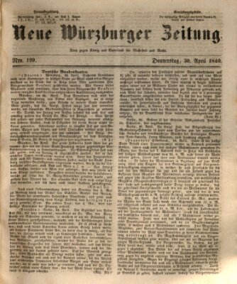 Neue Würzburger Zeitung Donnerstag 30. April 1840