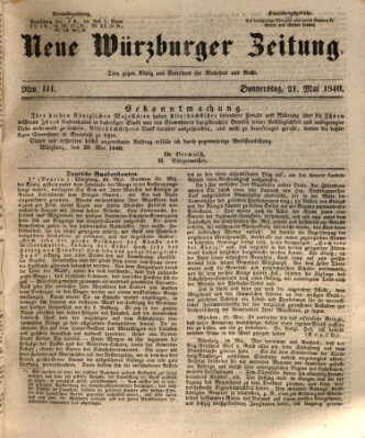 Neue Würzburger Zeitung Donnerstag 21. Mai 1840