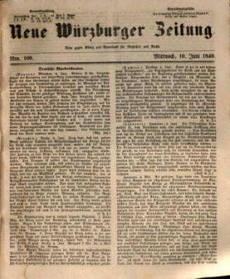 Neue Würzburger Zeitung Mittwoch 10. Juni 1840