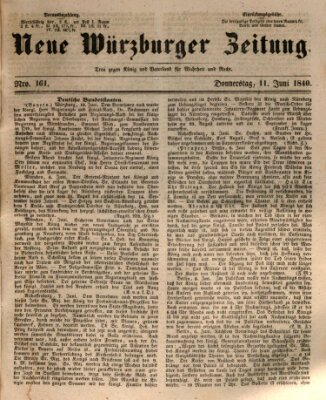 Neue Würzburger Zeitung Donnerstag 11. Juni 1840