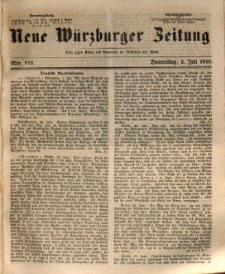 Neue Würzburger Zeitung Donnerstag 2. Juli 1840