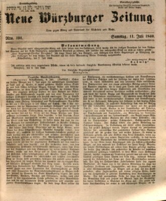 Neue Würzburger Zeitung Samstag 11. Juli 1840