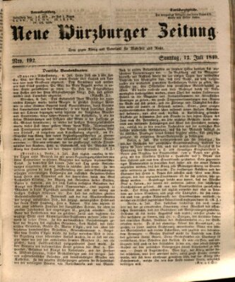 Neue Würzburger Zeitung Sonntag 12. Juli 1840