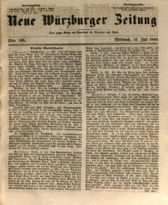 Neue Würzburger Zeitung Mittwoch 15. Juli 1840