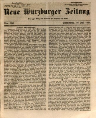 Neue Würzburger Zeitung Donnerstag 16. Juli 1840