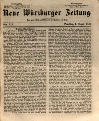 Neue Würzburger Zeitung Samstag 1. August 1840