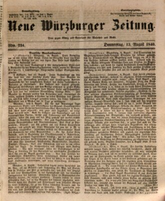 Neue Würzburger Zeitung Donnerstag 13. August 1840