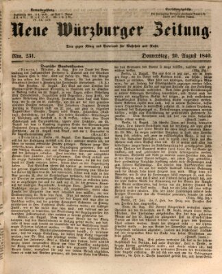 Neue Würzburger Zeitung Donnerstag 20. August 1840