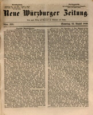 Neue Würzburger Zeitung Samstag 22. August 1840