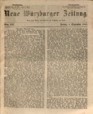 Neue Würzburger Zeitung Freitag 4. September 1840