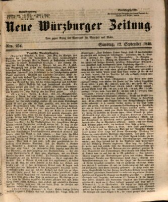 Neue Würzburger Zeitung Samstag 12. September 1840