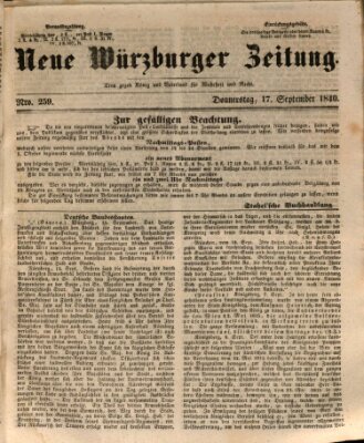 Neue Würzburger Zeitung Donnerstag 17. September 1840