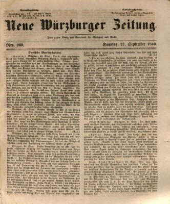 Neue Würzburger Zeitung Sonntag 27. September 1840