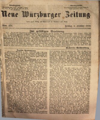 Neue Würzburger Zeitung Freitag 2. Oktober 1840