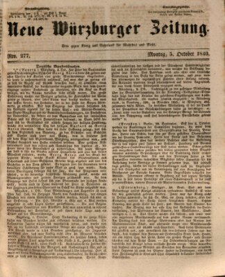 Neue Würzburger Zeitung Montag 5. Oktober 1840